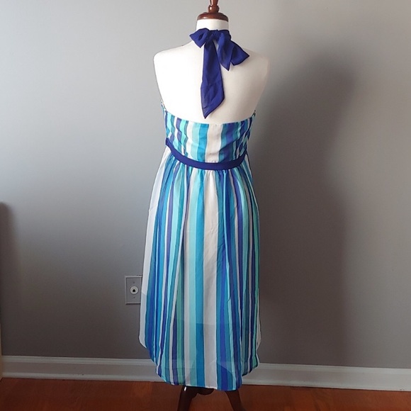ModCloth Flowy Fantasy A-line blue halter dress - Picture 2 of 4